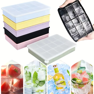 Custom Wholesale Silicone Lid Bpa-free <b>Mini</b> Reusable Food Safe <b>Ice</b> Cream <b>Makers</b> <b>Ice</b> Cube Tray - Product Image 1