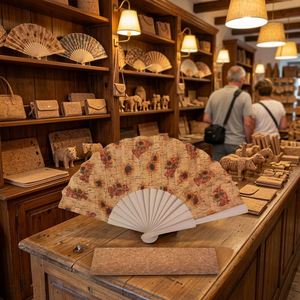 Éventails portugais en liège de 23 cm de bonne qualité, en bois, art populaire, écologiques, avec logo personnalisé, fournitures de fête, cadeau souvenir - Product Image 2