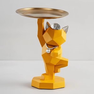 Oferta de Fábrica: Bandeja Decorativa de Resina con Gato de la Suerte Geométrico Pintado a Mano, Adorno de Mesa, Almacenamiento y Decoración para el Hogar - Product Image 6