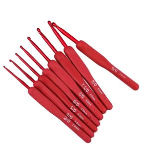 Crochet <span class=keywords><strong>en</strong></span> acier inoxydable, crochet à crochetage tendance, manche rouge, outil de tissage artisanal pour poupée, matériel <span class=keywords><strong>en</strong></span> <span class=keywords><strong>plastique</strong></span>, aiguille et fil. - Product Image 1