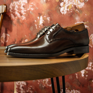 Men's <b>Black</b> Leather Oxfords Pointed Toe Lace-up Solid Pattern Career All Seasons Dress <b>Shoes</b> Drop Shipping - Product Image 6