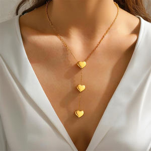 Collar de Cadena <span class=keywords><strong>Simple</strong></span> de Acero Inoxidable con Colgante de Corazón para Mujer, Accesorios Modernos para Uso Diario, Resistentes al Agua, Joyería de Moda para el Cuello - Product Image 1