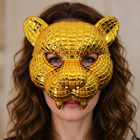 Masque de fête d'Halloween pour adultes, motif tigre doré, écologique, tendance, en plastique, pour carnaval