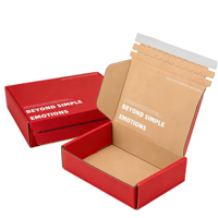 Caja de Envío de Cartón Corrugado con Cierre de Cremallera Roja Personalizada, Fácil de Abrir, con Logotipo Personalizado, Venta al Por Mayor de Fábrica