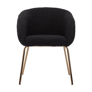 Phòng Khách Hiện Đại Trắng Đen Accent <span class=keywords><strong>Lounge</strong></span> Sherpa Vải Boucle Ghế Ăn - Product Image 2