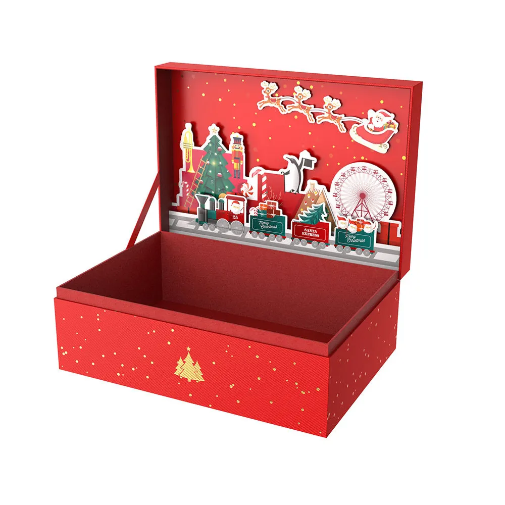 Custom Luxury 3d Christmas Eve Gift Packaging Box Wholesale Rigid Christmas Cardboard Paper Boxes