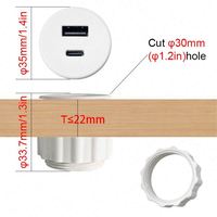 Extension canapé USB centrale électrique prise de meuble petit trou ouvert rond Sol anneau réseau NFC courant nominal 10A longueur de câble de 3m