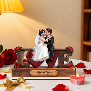 Decoración de boda de madera con diseño de corazón, rosa y luna, regalo de San Valentín, regalo de aniversario. - Product Image 2