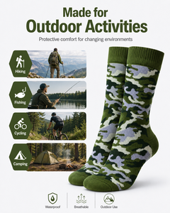 Chaussettes de sport pour hommes, imperméables, respirantes, 3 couches, camouflage, tricotées, pour activités de plein air, logo personnalisé - Product Image 4