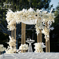 Arche de mariage ronde JINDY, Mandap Chuppah, structure dorée, draperies circulaires pour mariage