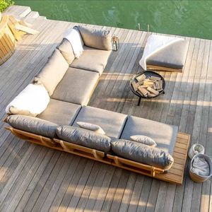 Garden Patio Hotel Sectional L Shape Outdoor Luxury Outdoor Garden Patio Furniture Teak Set for Resort Hotels - Product Image 1