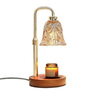 Höhenverstellbare Elektrische Metall- & Bambus-Aromatherapie Geschmolzener Wachs Kerzenwärmer Lampe für Schlafzimmergebrauch