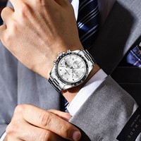 Montre chronographe pour homme Poedagar 879, luxe, originale, étanche, lumineuse, quartz, acier inoxydable, Montre Homme