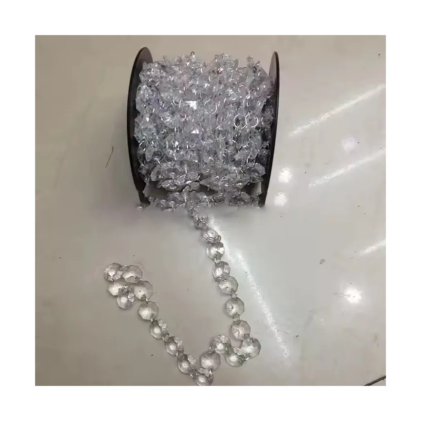 RG012 tel temizle düğün dekorasyon için boncuklu çelenk akrilik kristal boncuk rulo çelenk