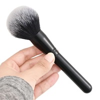 Kuas Bedak Besar Grosir dengan Logo Custom, Gagang Hitam, Kuas Makeup Blush Lembut untuk Label Pribadi, Kuas Makeup Bedak Besar dan Tebal