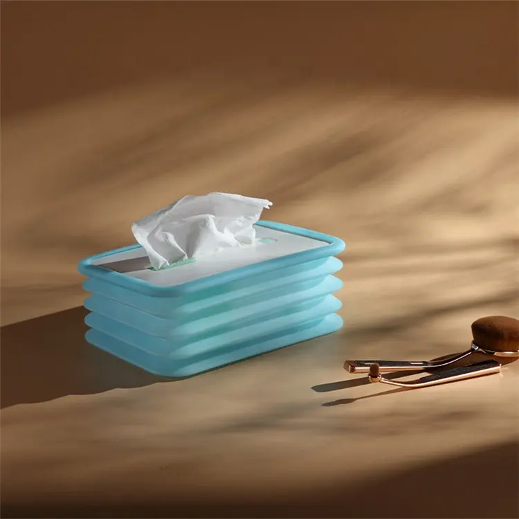 Luxury design plain rectangular silicone fluorescence napkin holder tissue box with cover for hotel house