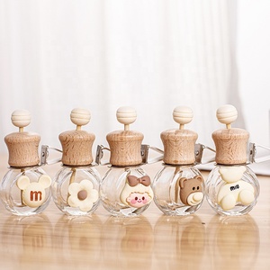Botol Parfum Pengharum Mobil Kaca Bening 10ml dengan Tutup Kayu dan Klip - Product Image 2