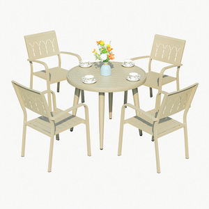 Conjunto de Mesa de Jardín de Aluminio para Exteriores, 4 Plazas, Resistente a la Intemperie, Muebles Contemporáneos para Patio - Product Image 1