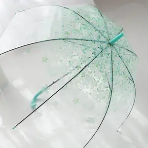عرض ترويجي من المصنع مظلة شفافة شفافة مظلة أميرة الزهور اليابانية ساكورا شمسية مظلة باراسول سعر منخفض مظلة لطيفة للبنات