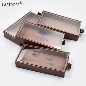 wholesale brown nude customized lashbox packaging cases,private label pvc drawer pull out eyelash box empty paper lash boxes