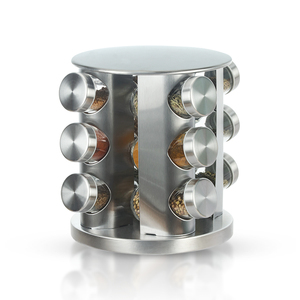 Nhà Bếp Kim Loại 12 Miếng Gia Vị Xoay Thiết Lập Nhỏ Vòng Chai Gia Vị Và Rack Set Glass Gia Vị Lọ Với Đứng - Product Image 1