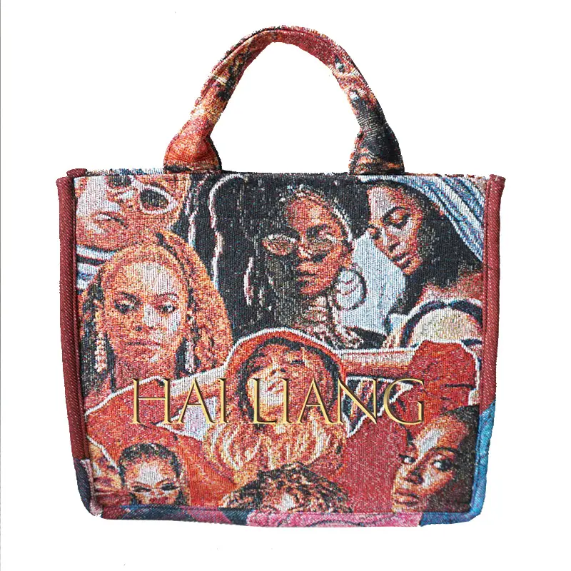 Novo design jacquard tecido tapeçaria tote bag mulheres moda alta qualidade grande capacidade seda forro bolsa para as mulheres