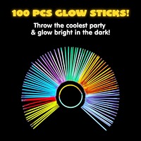 100 bâtons lumineux en vrac, néon, qui brillent dans le noir, colliers, bracelets, connecteurs, décorations pour anniversaire sur le thème du football