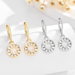 2025 nouveau pendentif rond fin de haute qualité 14k cuivre plaqué or incrusté Zircon usure quotidienne boucles d'oreilles en laiton bijoux pour femmes - Product Image 1