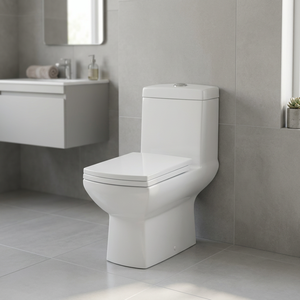 WC monobloc en céramique de style américain Chaozhou, 300 mm, siphon en S, chasse d'eau par siphon, à poser au sol - Product Image 3