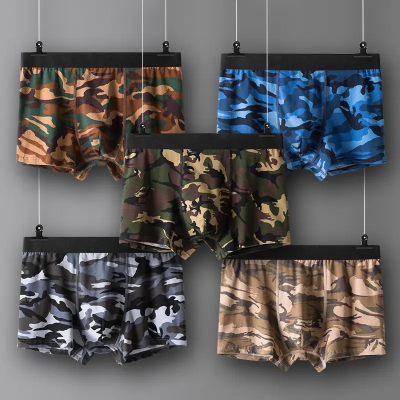 S-2XL Custom Boxer Briefs Camouflage Male Underwear Calzoncillo Hombre Cotton Boxers For Men