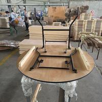 Table de banquet ronde pliable de 120 cm, en contreplaqué, avec structure métallique, meubles de salle à manger durables