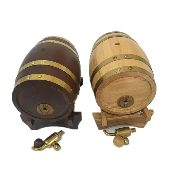 1,5 l 3l Whisky Oak Barrel Bourbon-Wein kassette Custom Storage Bucket Holzfass mit Wasserhahn/Stahlbändern für Bier Whisky Rum Wein