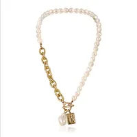 Colliers ras du cou vintage en perles pour femmes, pendentifs géométriques irréguliers, collier doré, accessoires de bijoux féminins