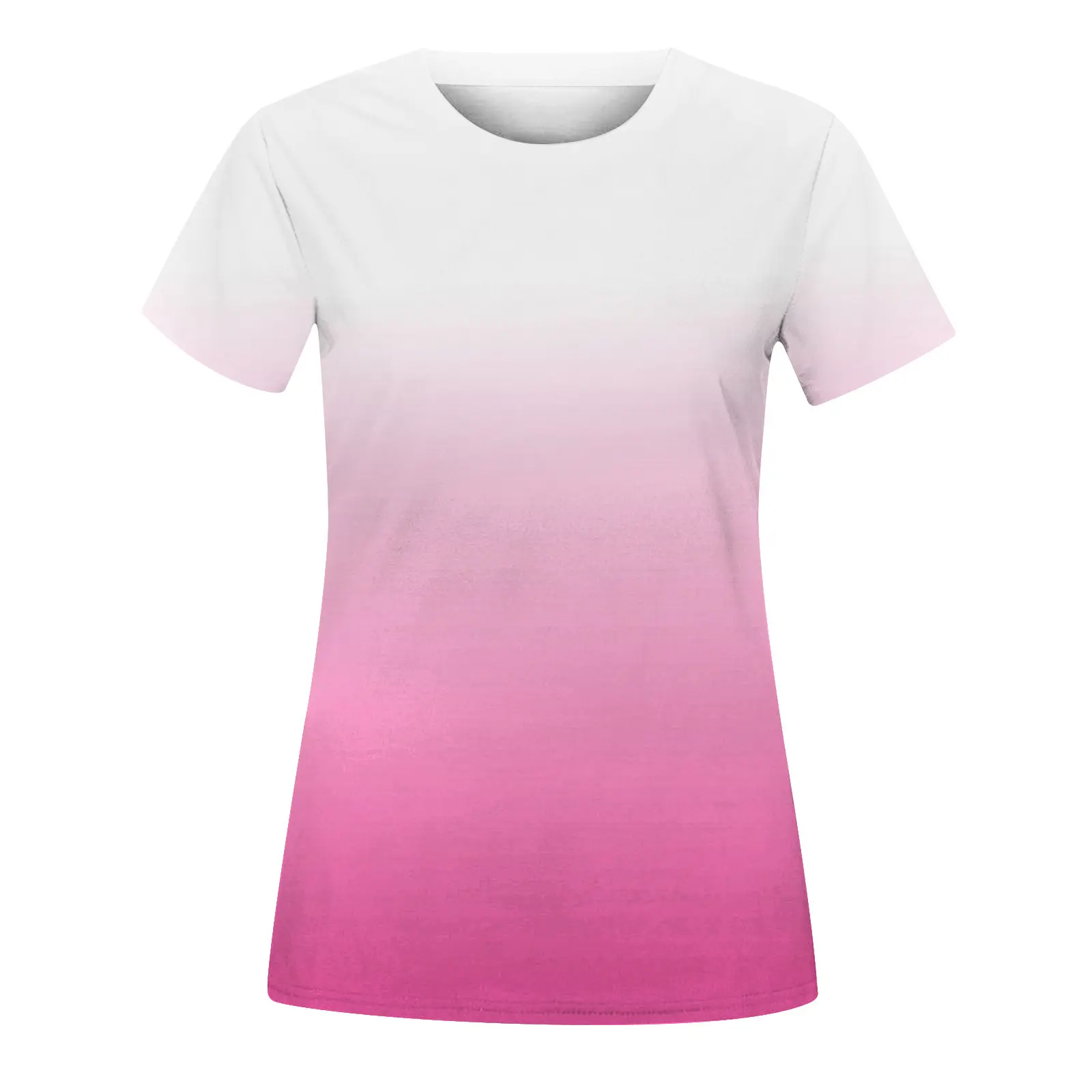 D-05053 2024, летняя женская футболка с круглым вырезом и коротким рукавом, градиентная 3D-футболка с цифровым принтом, уличный универсальный топ