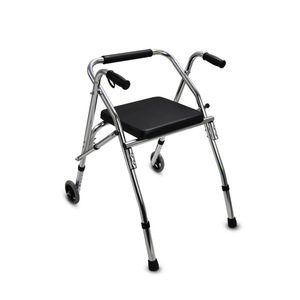 Aluminum Alloy <b>Walker</b> With Seat And Wheels For Elderly And <b>Disabled</b> Mobility Aid - Product Image 2