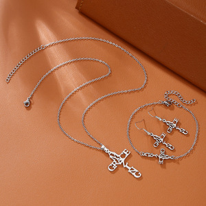 Ensemble de bijoux en acier inoxydable, collier, bracelet, boucles d'oreilles pour femmes, bijoux de mode pour mariage - Product Image 2