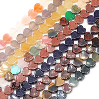 Perles en pierre naturelle lisses en forme de cœur de 10 mm en améthyste, agate et jade pour la fabrication de bijoux