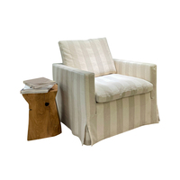Fauteuil simple en tissu de lin rayé pour salon moderne, housse amovible et lavable, fauteuil de détente