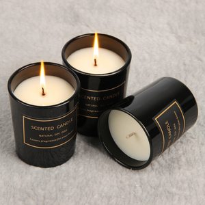 Bougie décorative parfumée en verre noir avec boîte cadeau noire, parfum personnalisé - Product Image 3