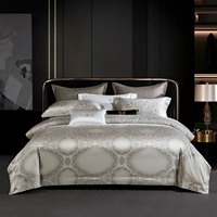 100% coton égyptien des années 100 Jacquard satin ensemble de draps 4 pièces ensemble de literie de qualité hôtel de luxe OEM Logo personnalisé