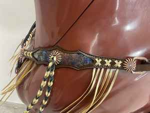 Haute exigence véritable collier de poitrine à frange métallique fait à la main avec conchos cheval tack mode occidentale - Product Image 3