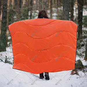 Outdoor Double Layer Fleece Poncho Orange <b>Waterproof</b> Warm <b>Blanket</b> Winter Camping Rescue Shawl - Product Image 3