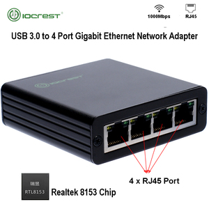 Adaptador Ethernet Gigabit USB 3.0 de 4 Puertos RTL8153 Externo con Cable para Servidores, Computadoras de Escritorio y Sistemas Integrados - Product Image 1