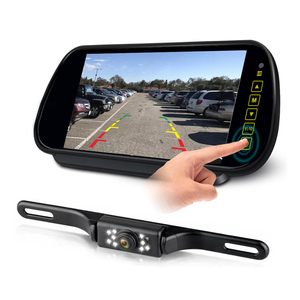 Moniteur de voiture 7 pouces avec caméra de recul à clipser, système de stationnement pour voiture, vision nocturne, kit étanche pour plaque d'immatriculation - Product Image 1