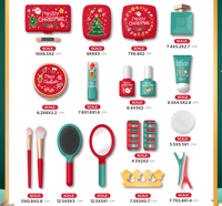 Ensemble de maquillage pour filles pour les fêtes de Noël avec étui de transport - Kit de beauté sans liquide et non toxique - Cadeau de Noël 3D festif pour enfants