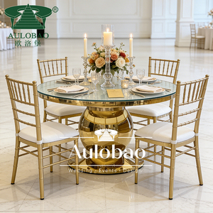 Muebles para bodas de hotel, mesas y sillas modernas de lujo de acero inoxidable para eventos de boda - Product Image 4