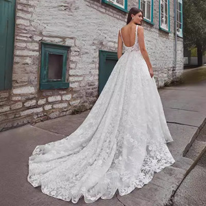 White Ball Gown Wedding Dress Halter Backless Lace <b>Floor</b> Length Natural Waist Zipper Closure 2026 Design - Product Image 4