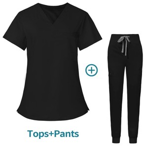 Tenue médicale unisexe à manches courtes et pantalon long, couleur unie, confortable, pour médecins et infirmières - Vente flash - Product Image 4