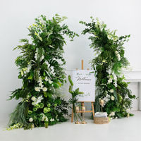 Arche de fleurs artificielles en soie bordeaux, arrangement floral mixte d'hortensias rouges et d'orchidées, fausse composition florale durable de haute qualité pour mariage