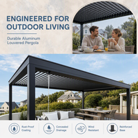Système de pergola bioclimatique motorisée en aluminium, toit à lames orientables imperméable, auvent, gazebo, terrasse, jardin